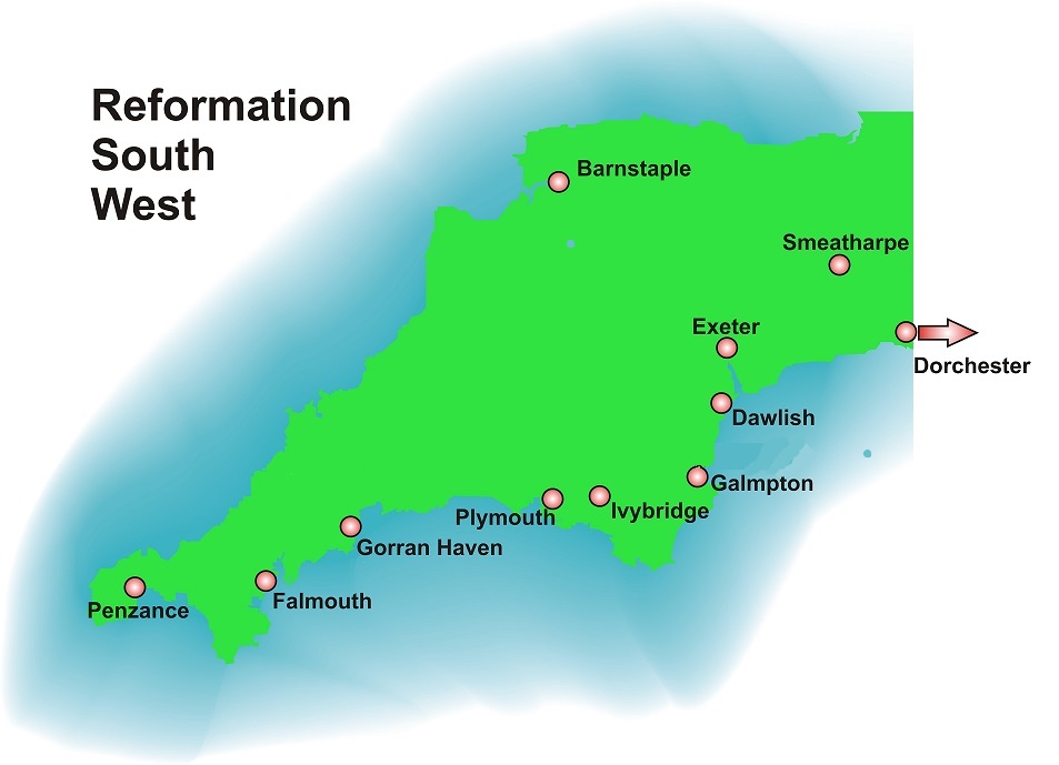 Reformation South West member churches map